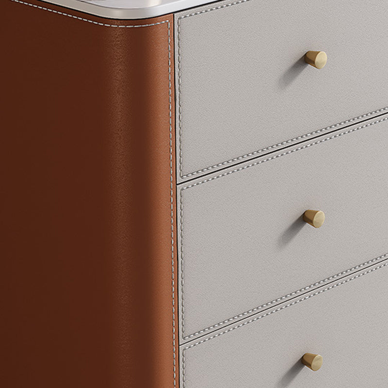 Glam Vertical Storage Chest Stone Bedroom Chest with Drawers