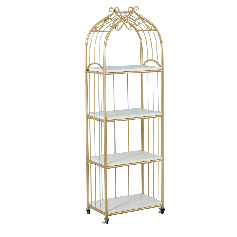 Glam Antique Finish Shelf Bookcase Metal Standard Bookshelf with Rectangular Shelves