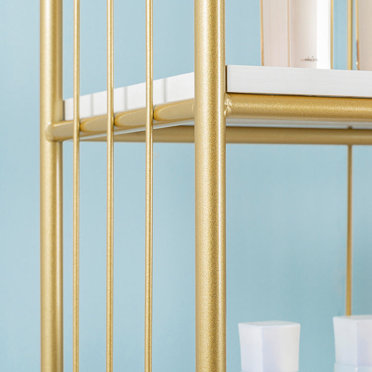 Glam Antique Finish Shelf Bookcase Metal Standard Bookshelf with Rectangular Shelves