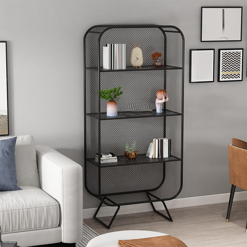 Industrial Standard Bookcase Metal 3 Shelves Closed Back Bookshelf