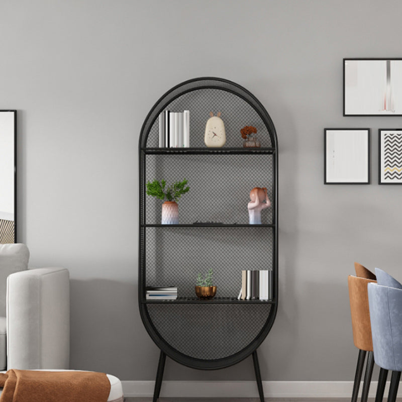 Industrial Standard Bookcase Metal 3 Shelves Closed Back Bookshelf