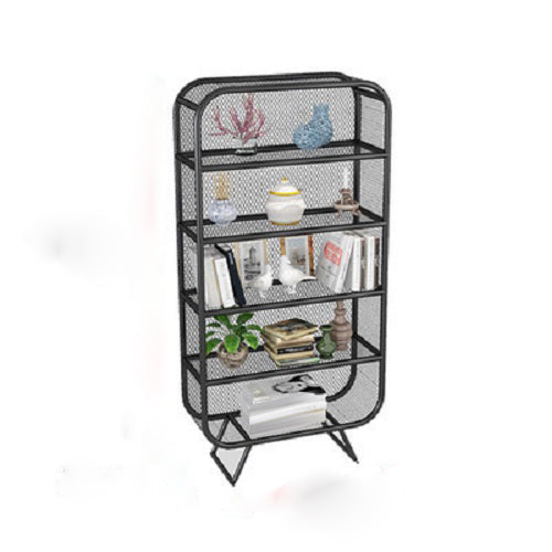 Glam Antique Finish Bookcase Metal Standard Bookshelf with Rectangular Shelves