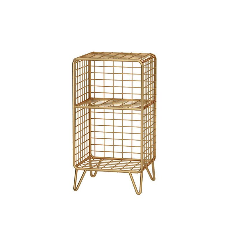 Glam Style Antique Finish Shelf Bookcase Metal Standard Bookshelf