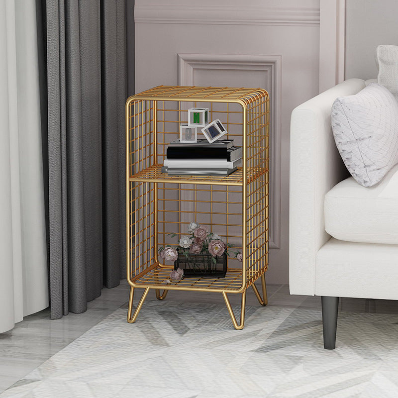 Glam Style Antique Finish Shelf Bookcase Metal Standard Bookshelf