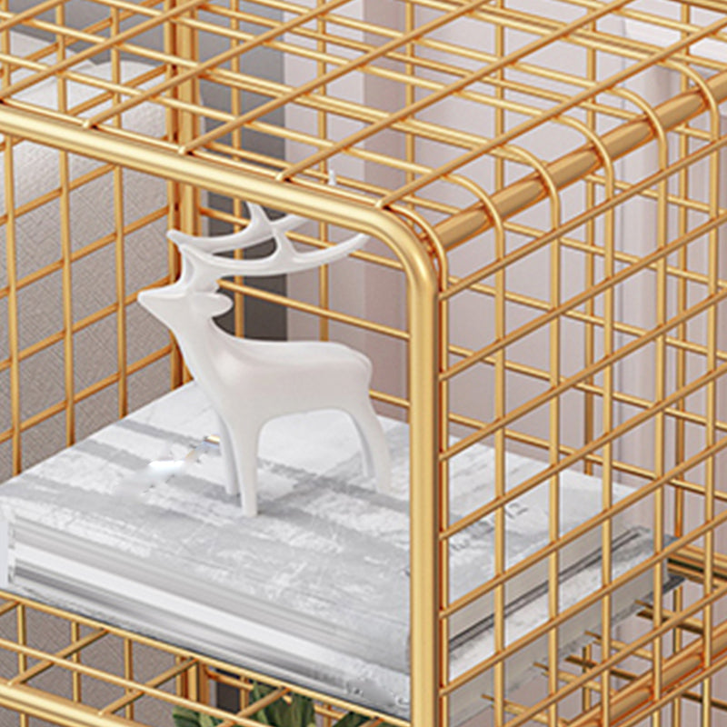 Glam Style Antique Finish Shelf Bookcase Metal Standard Bookshelf