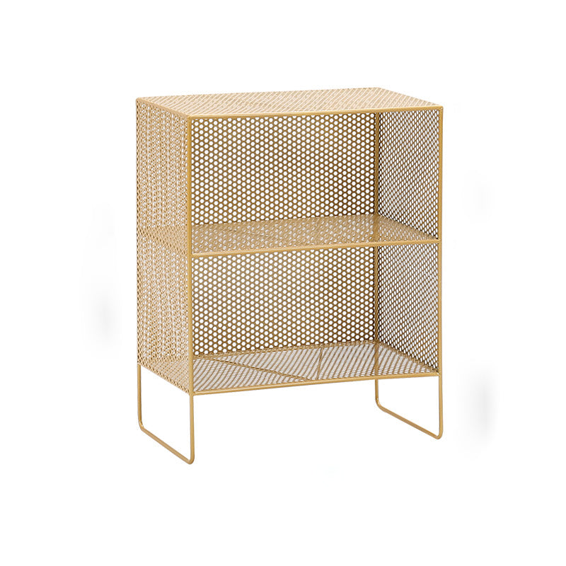 Glam Antique Finish Shelf Bookcase Metal Standard Bookshelf with Shelves