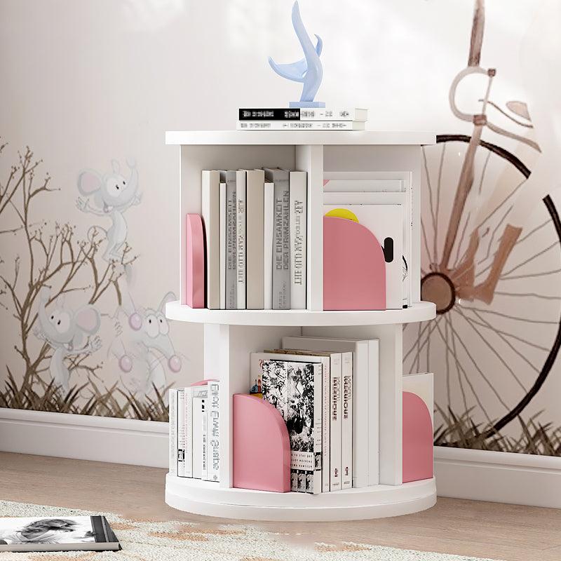 Modern Wooden Rotatable Storage Bookshelf Home Round Bookcase