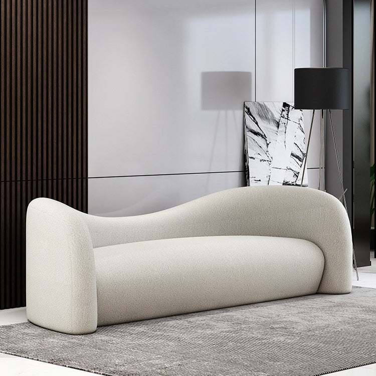 Modern Curved Loveseat Tight Seat Solid Color Sloped Arms Sofa