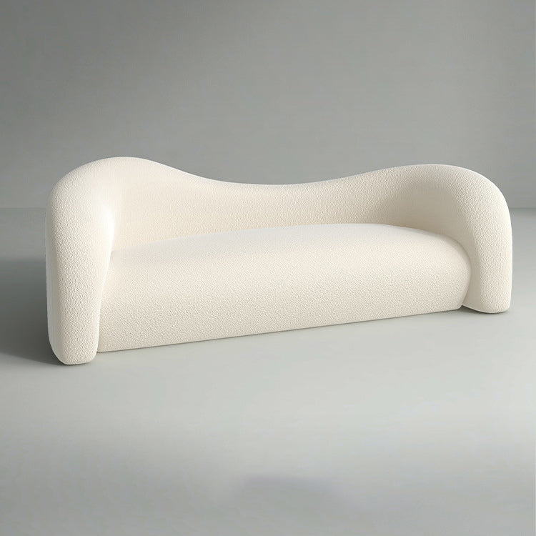 Modern Curved Loveseat Tight Seat Solid Color Sloped Arms Sofa