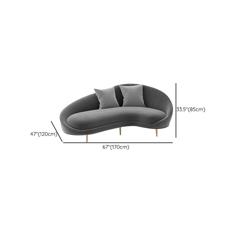 Solid Color Curved Loveseat Stain Resistant Sloped Arms Sofa