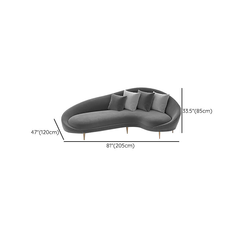 Solid Color Curved Loveseat Stain Resistant Sloped Arms Sofa