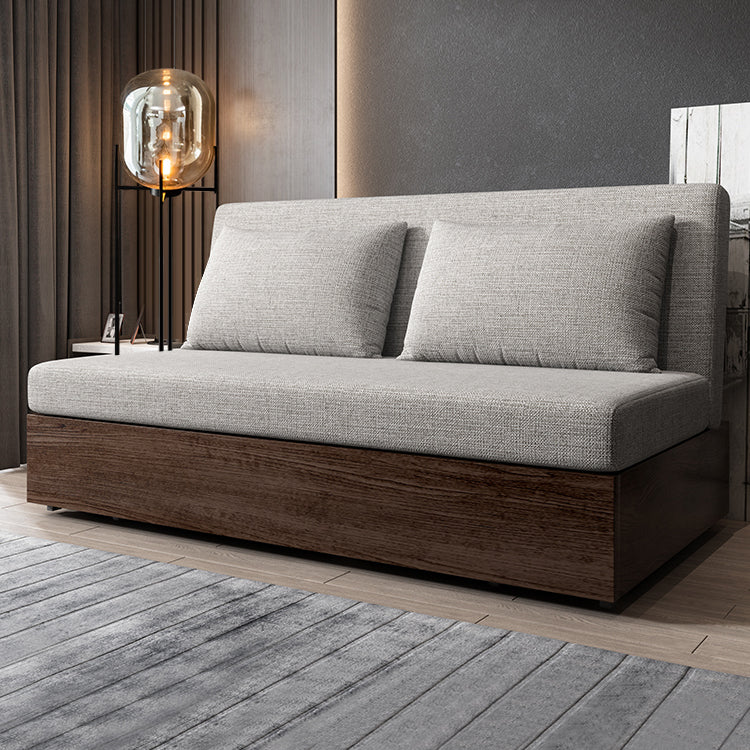 Modern Linen Seating Armless Convertible Sofa Bed with Storage