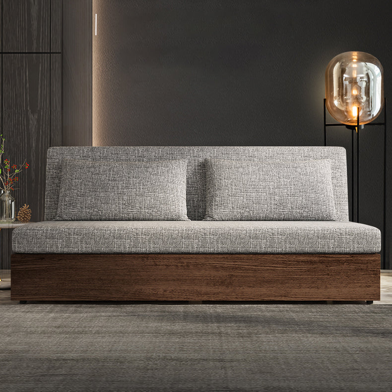 Modern Linen Seating Armless Convertible Sofa Bed with Storage