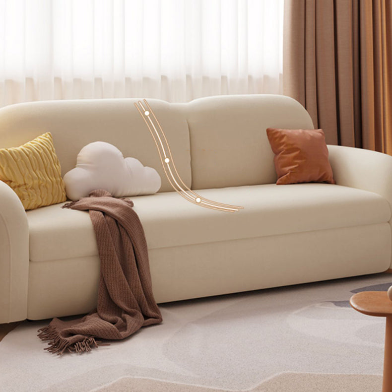 Beige Convertible Sofa Bed Modern Flared Arm Sofa with Pillows