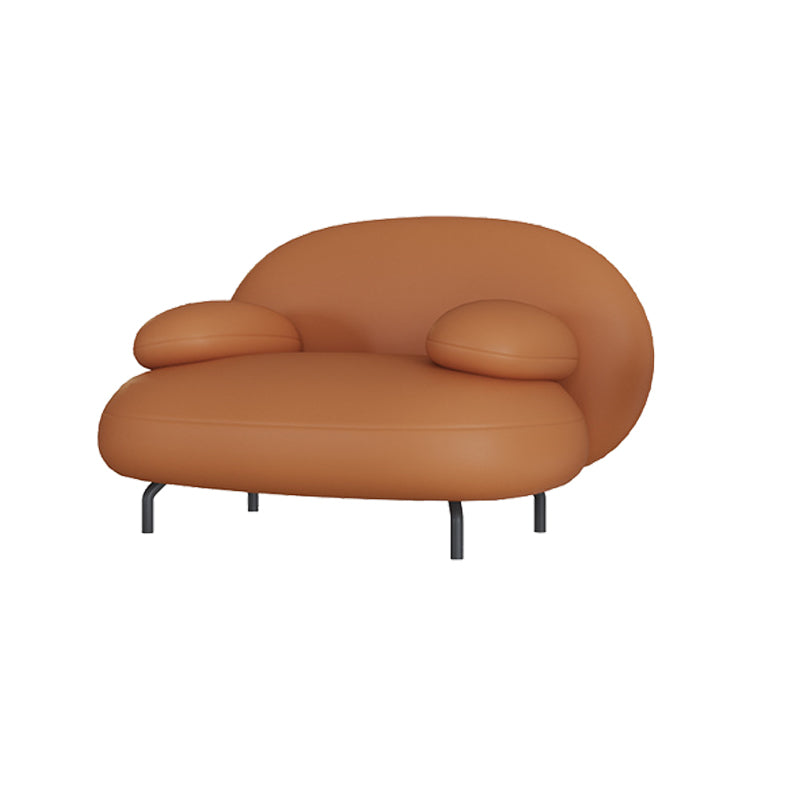 Tight Back Faux Leather Sofa Curved Waterproof Solid Color Settee