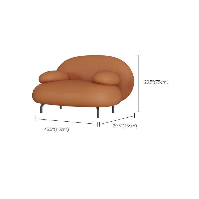 Tight Back Faux Leather Sofa Curved Waterproof Solid Color Settee