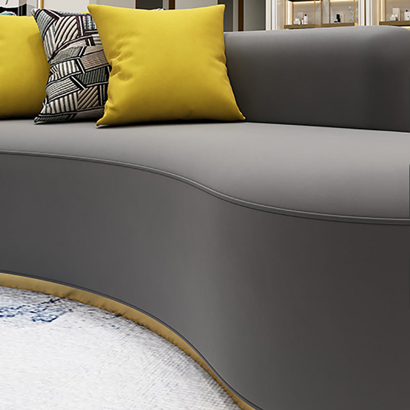 Contemporary Curved Settee Solid Color Tight Back Sofa for Living Room