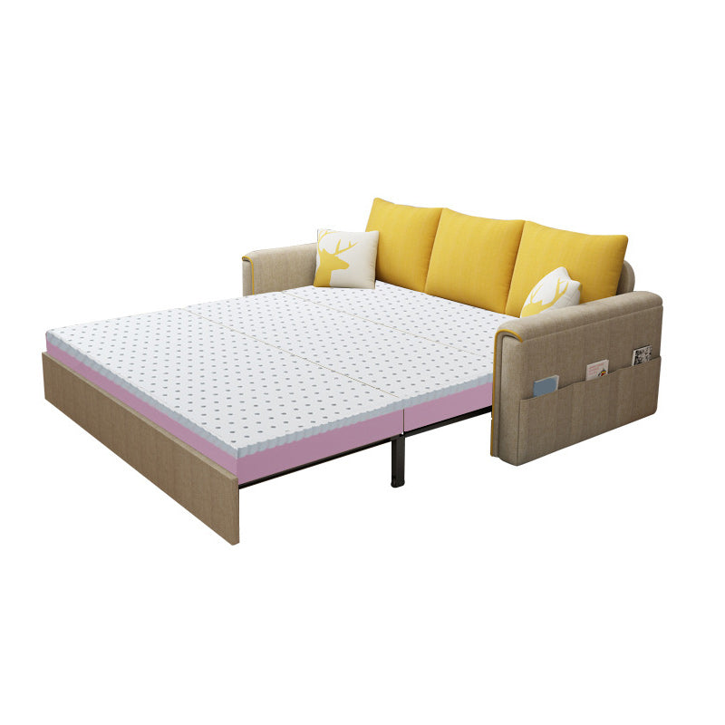 Pillow Included Sofa Futon Square Arm Convertible Sofa with Storage