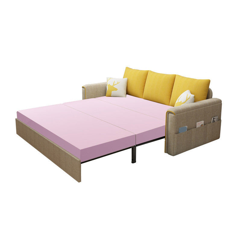 Pillow Included Sofa Futon Square Arm Convertible Sofa with Storage