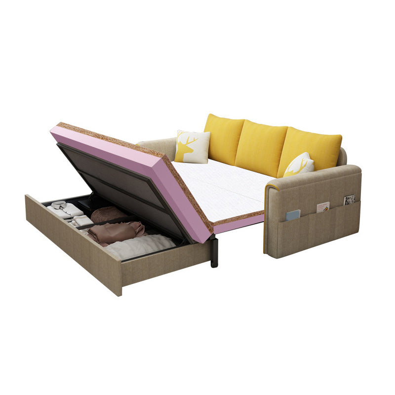 Pillow Included Sofa Futon Square Arm Convertible Sofa with Storage