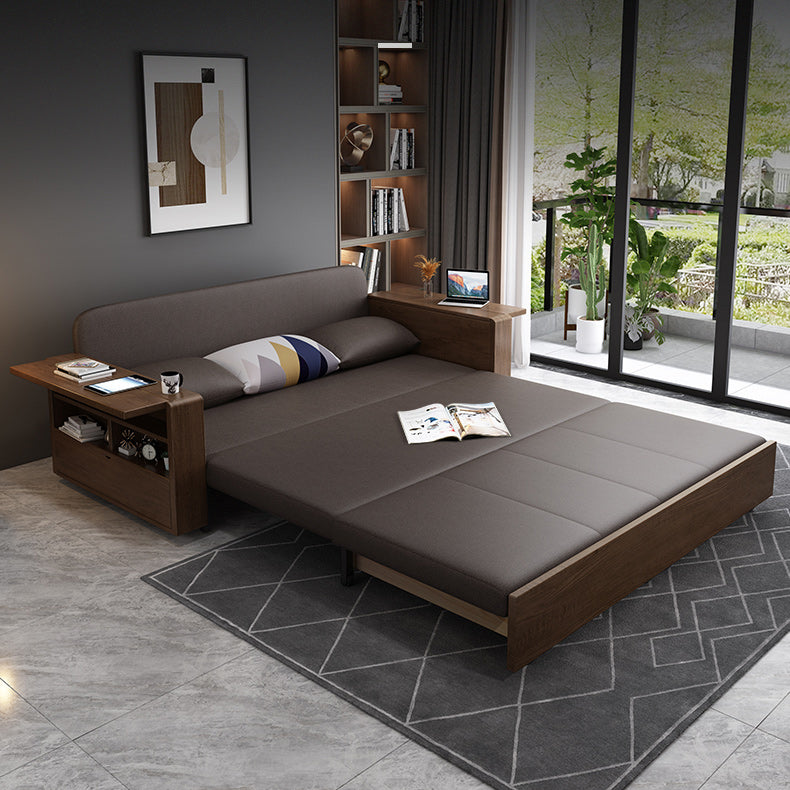 Solid Wood Sofa Futon Square Arm Pillow Included Convertible Sofa