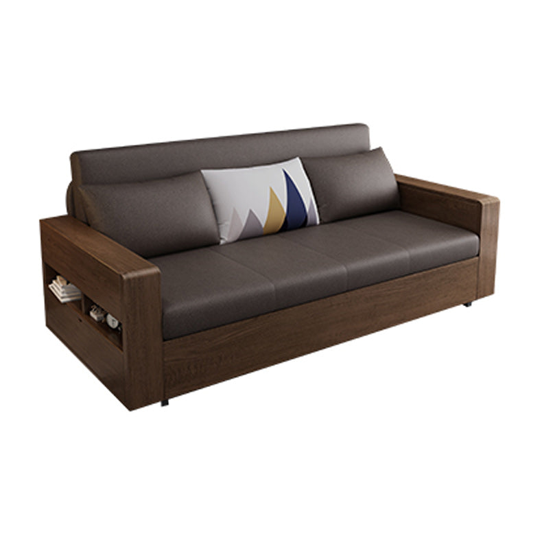 Solid Wood Sofa Futon Square Arm Pillow Included Convertible Sofa