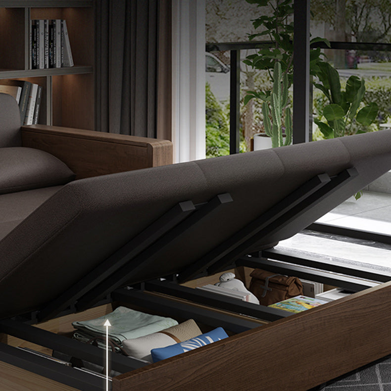 Solid Wood Sofa Futon Square Arm Pillow Included Convertible Sofa