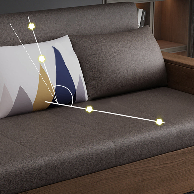 Solid Wood Sofa Futon Square Arm Pillow Included Convertible Sofa