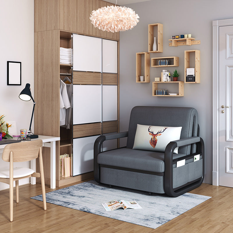 Gray Pillow Included Sofa Futon Square Arm Cushion Back Convertible Sofa