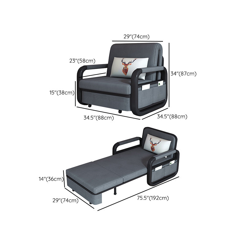 Gray Pillow Included Sofa Futon Square Arm Cushion Back Convertible Sofa