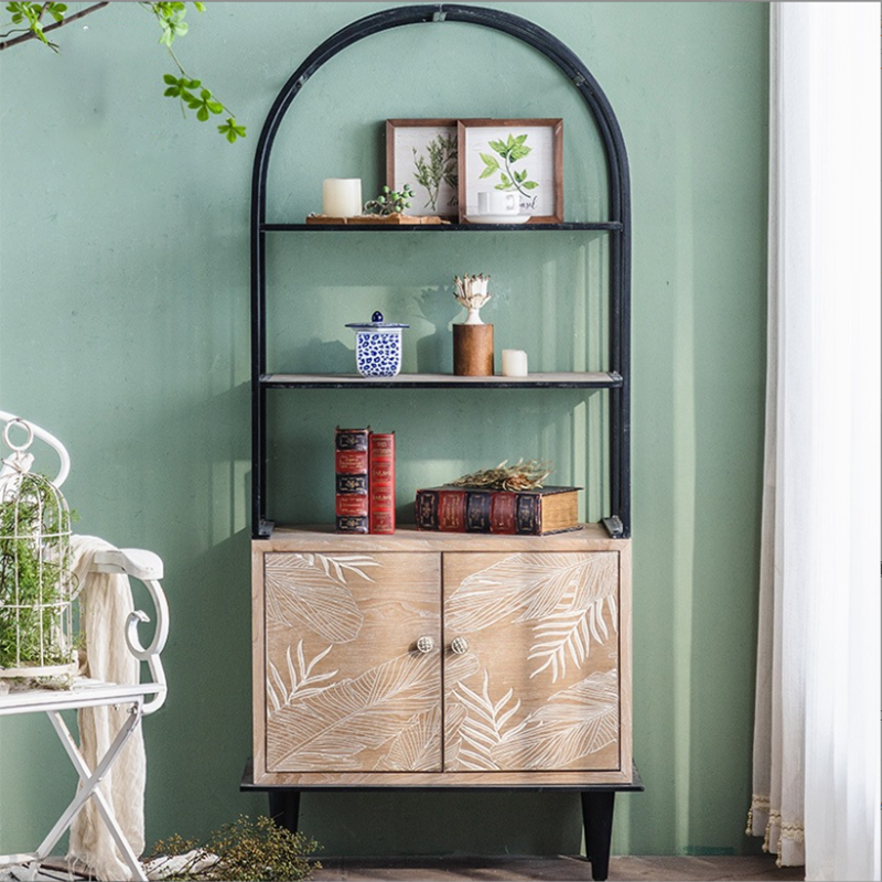 Mid-Century Modern Cabinet Solid Wood Rectangle with Drawer Accent Cabinet