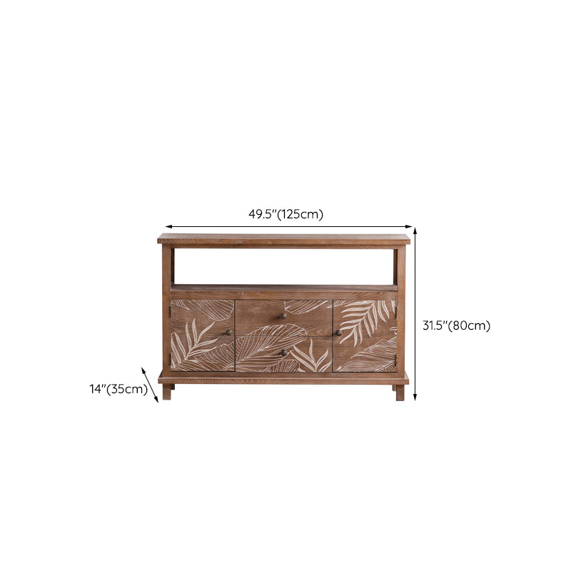 Mid-Century Modern Cabinet Solid Wood Rectangle with Drawer Accent Cabinet
