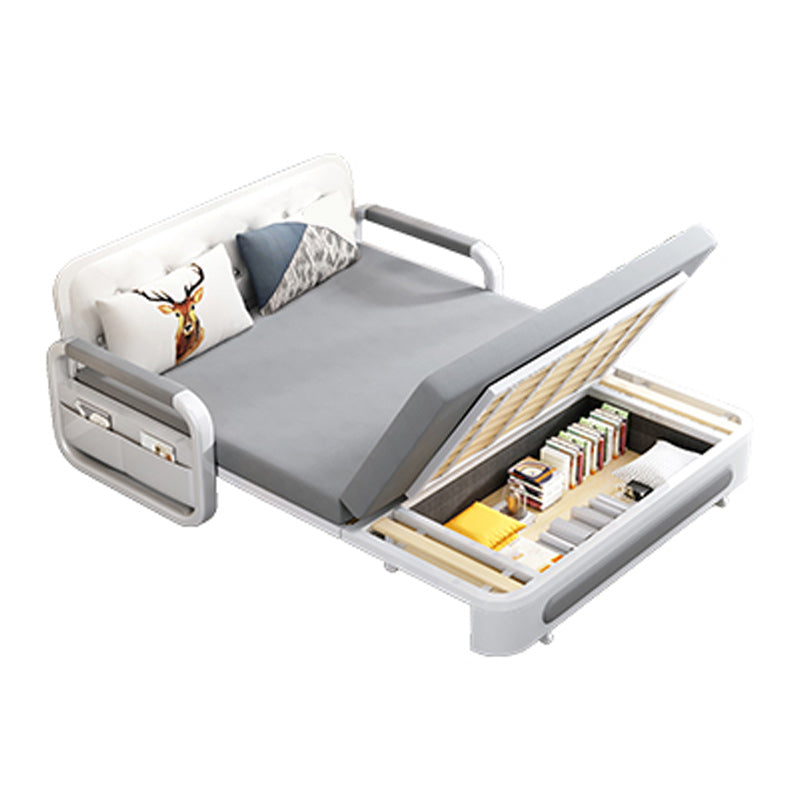 Pillow Included Sofa Futon Square Arms Convertible Sofa with Storage