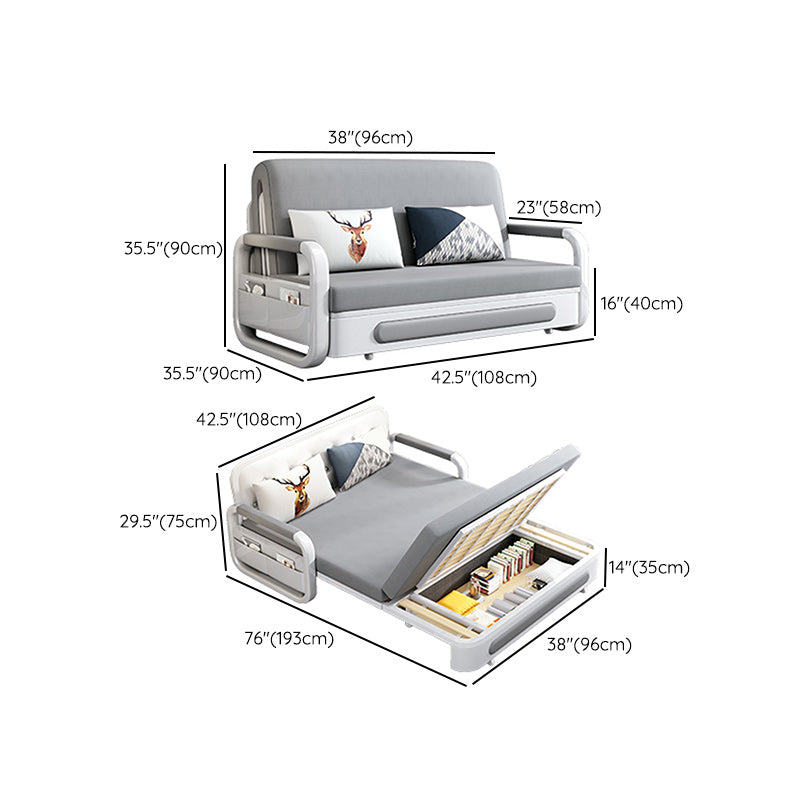 Pillow Included Sofa Futon Square Arms Convertible Sofa with Storage