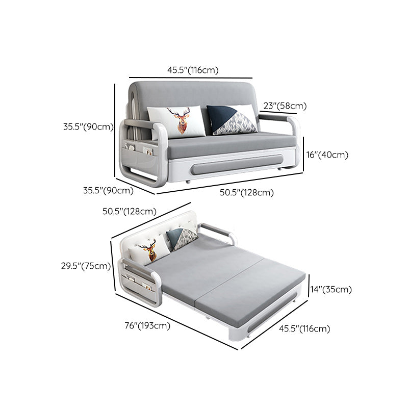 Pillow Included Sofa Futon Square Arms Convertible Sofa with Storage