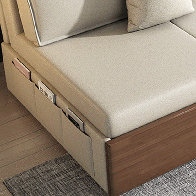 Cushion Back Sofa Futon Armless Convertible Sofa with Storage