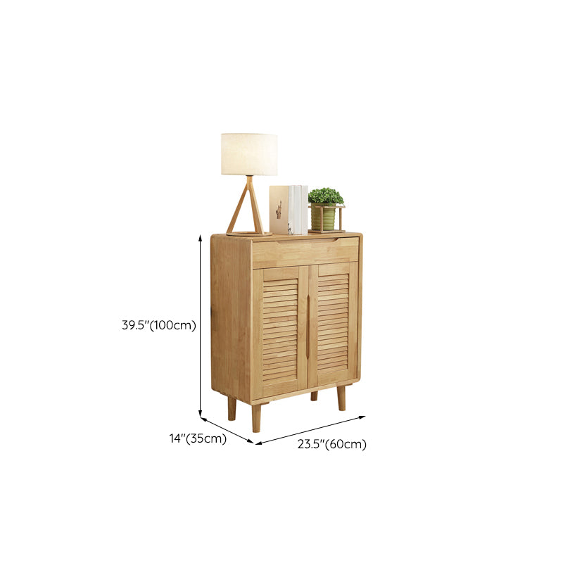 Modern Cabinet Rectangle With Doors Solid Wood with Shelves Accent Cabinet