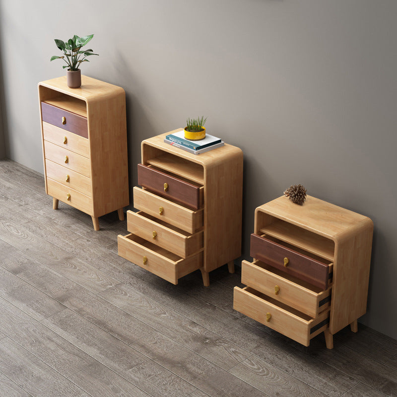 Modern Chest Rectangle with Drawer Solid Wood Squared Legs Accent Chest