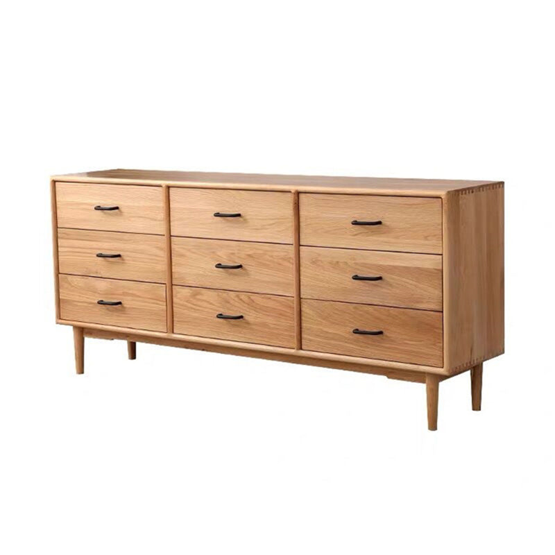 Modern Chest Rectangle Solid Wood 9 - Drawer Straight Legs Accent Chest