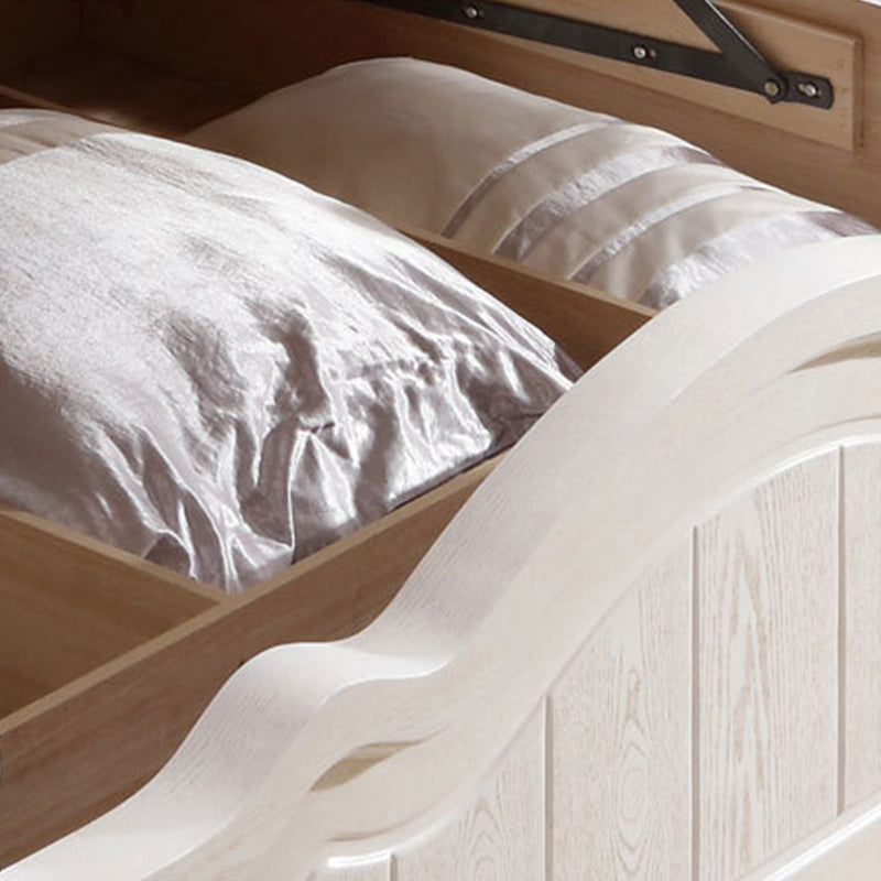 Victorian White Standard Bed in Solid Wood with Panel Headboard