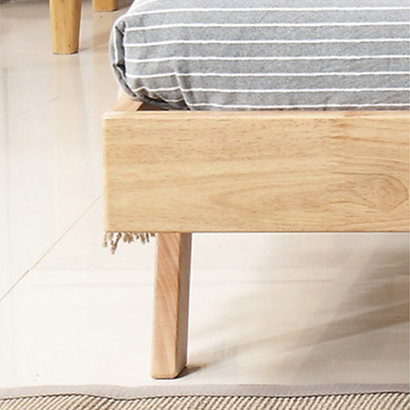 Scandinavian Solid Wood Panel Bed Linen Upholstered Bed with Nailhead Trim