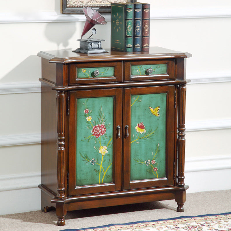 33.07" Tall Wood 2 - Drawer Cabinet 2 Door Accent Cabinet - Wood