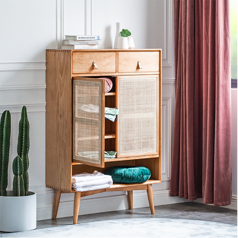 Contemporary Cabinet Rectangle Pine 2 Doors Pendant Pulls Accent Cabinet
