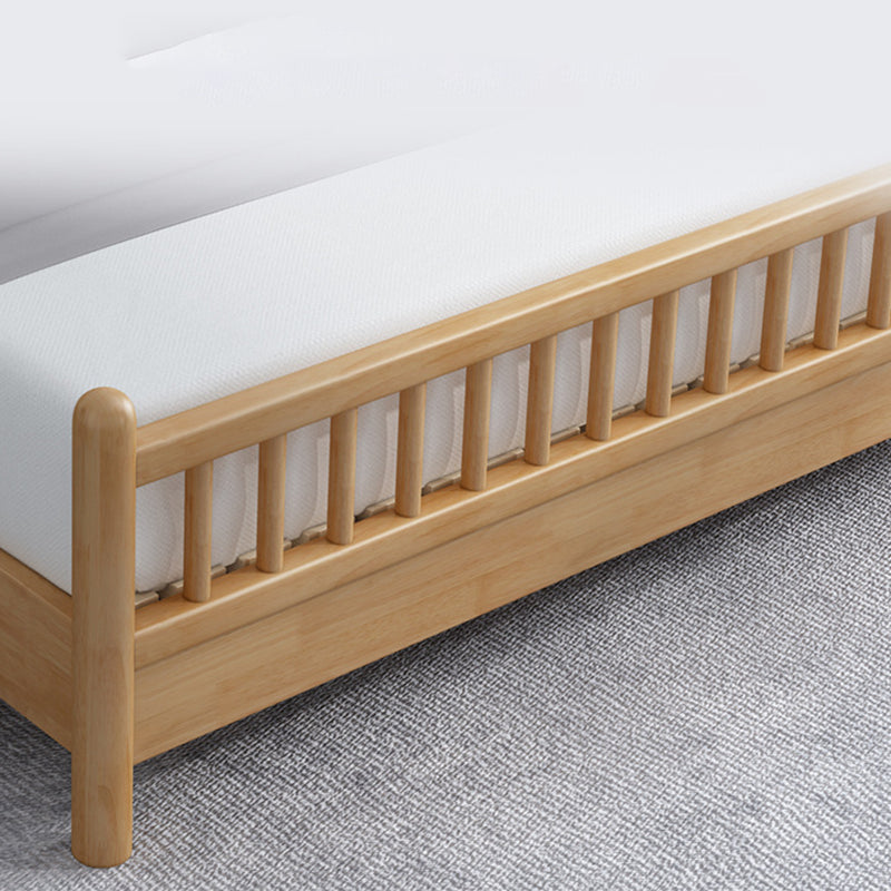 Northern European Wood Slat Bed Frame With Headboard and Footboard