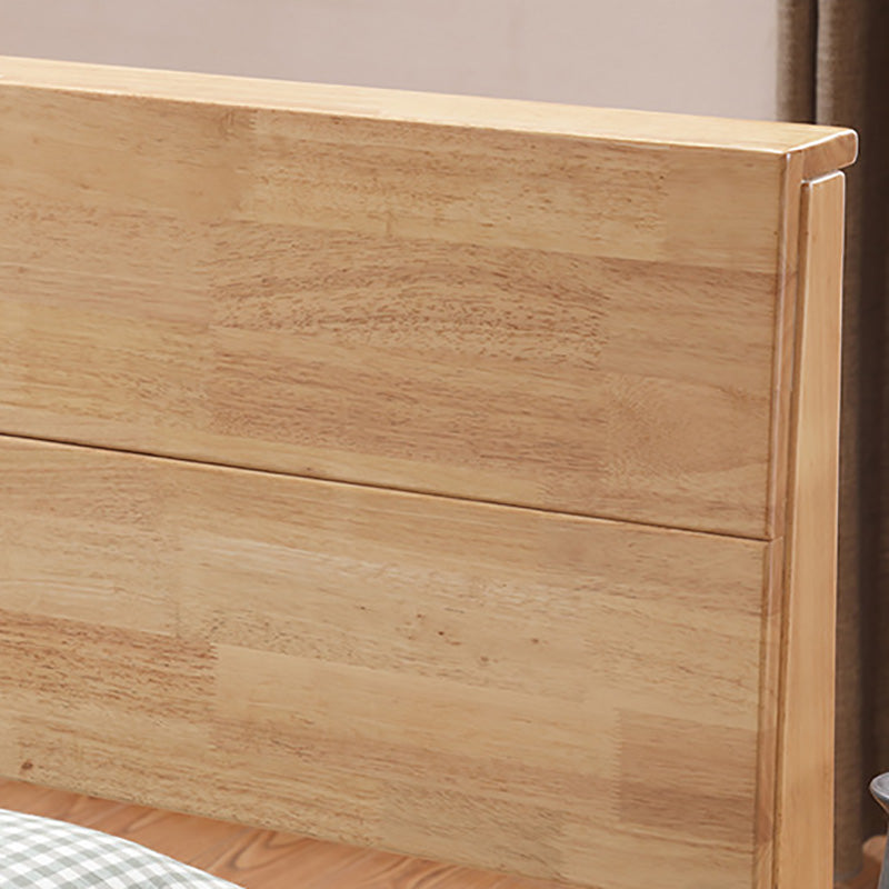 Scandinavian Rubberwood Queen & King Panel Bed Low Bed Frame with Headboard