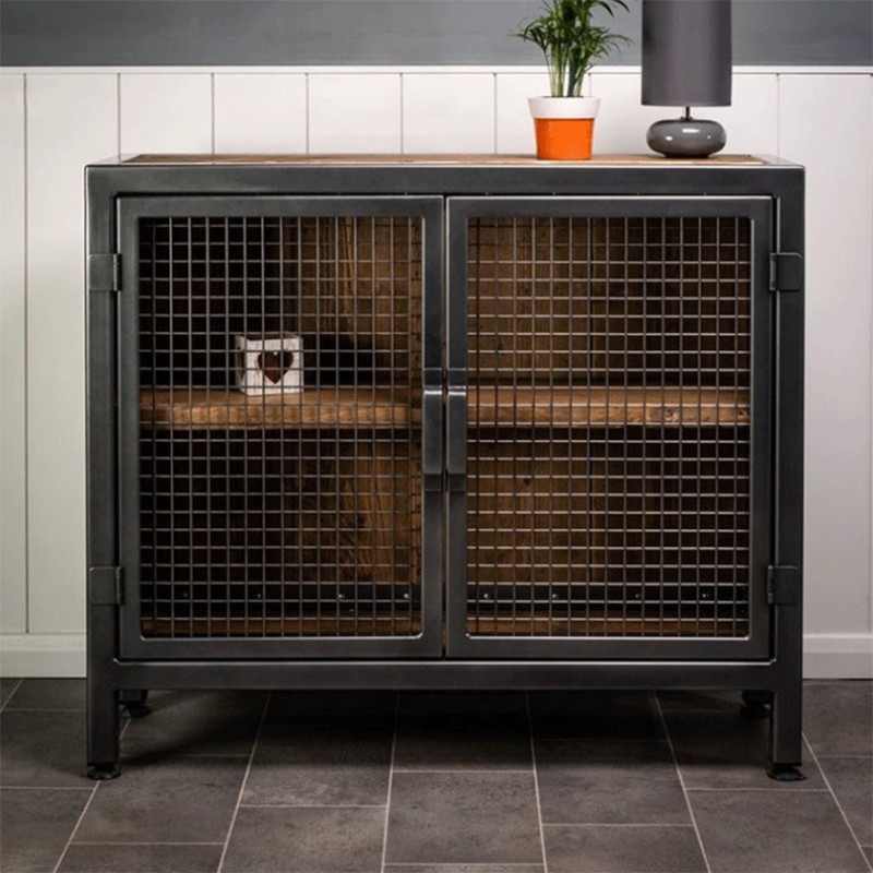 Industrial Cabinet Distressed Wood With Doors Bar Pulls Rectangle Accent Cabinet