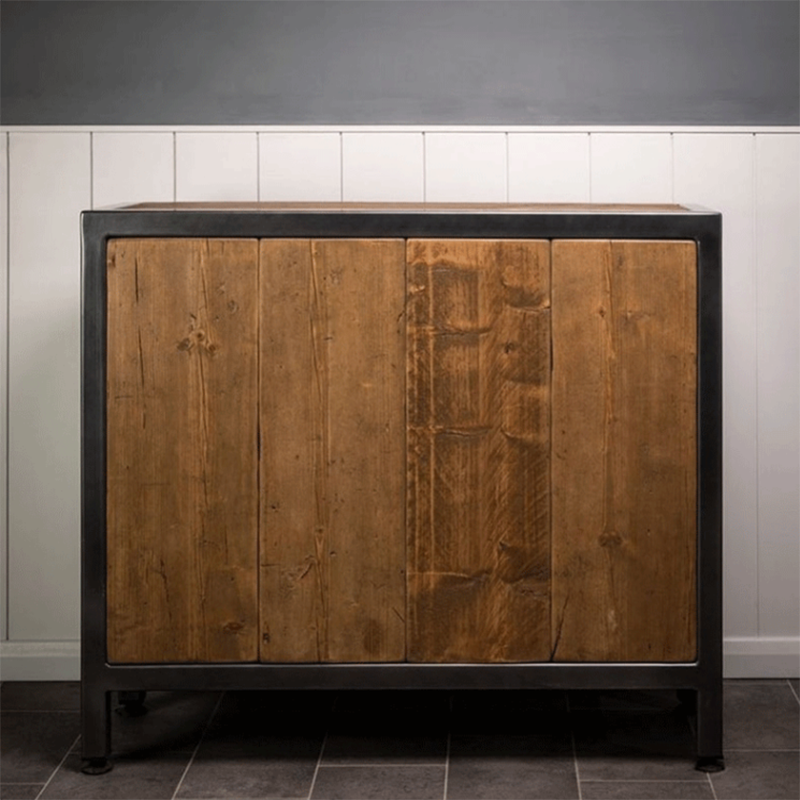 Industrial Cabinet Distressed Wood With Doors Bar Pulls Rectangle Accent Cabinet