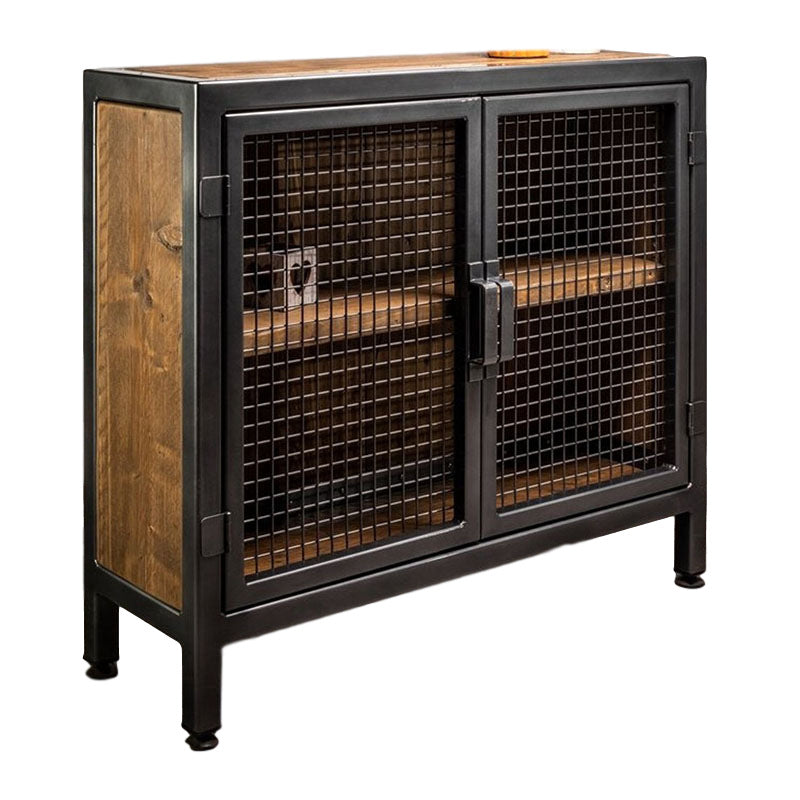 Industrial Cabinet Distressed Wood With Doors Bar Pulls Rectangle Accent Cabinet