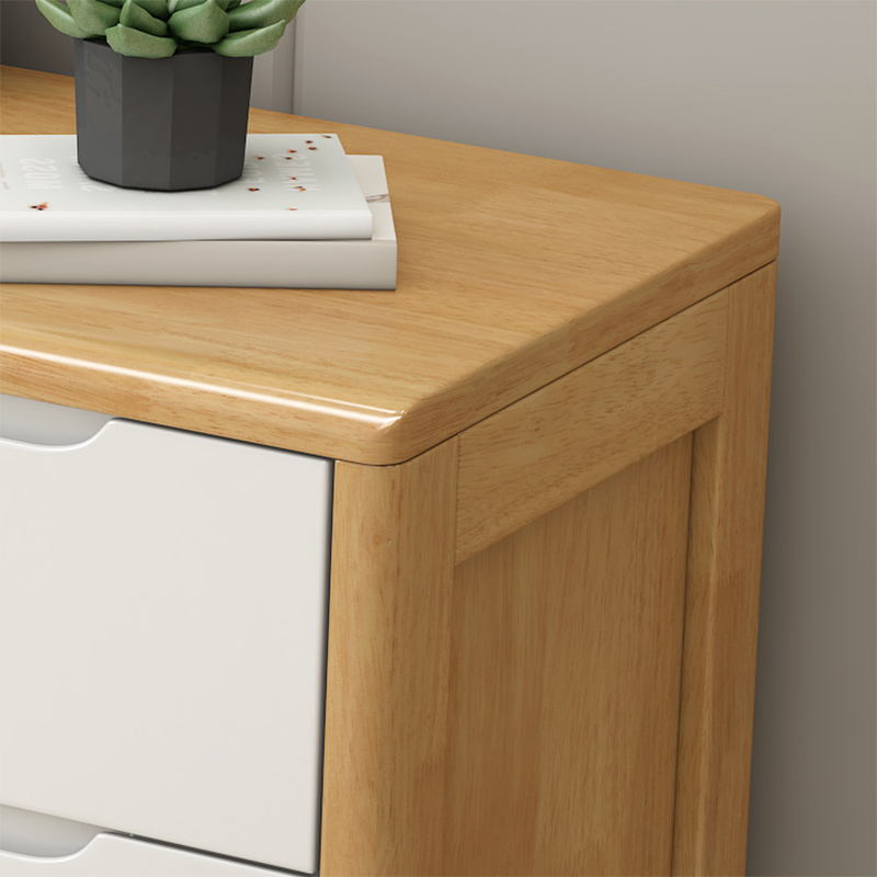 Mid-Century Modern Chest Squared Legs with Drawer Solid Wood Accent Chest