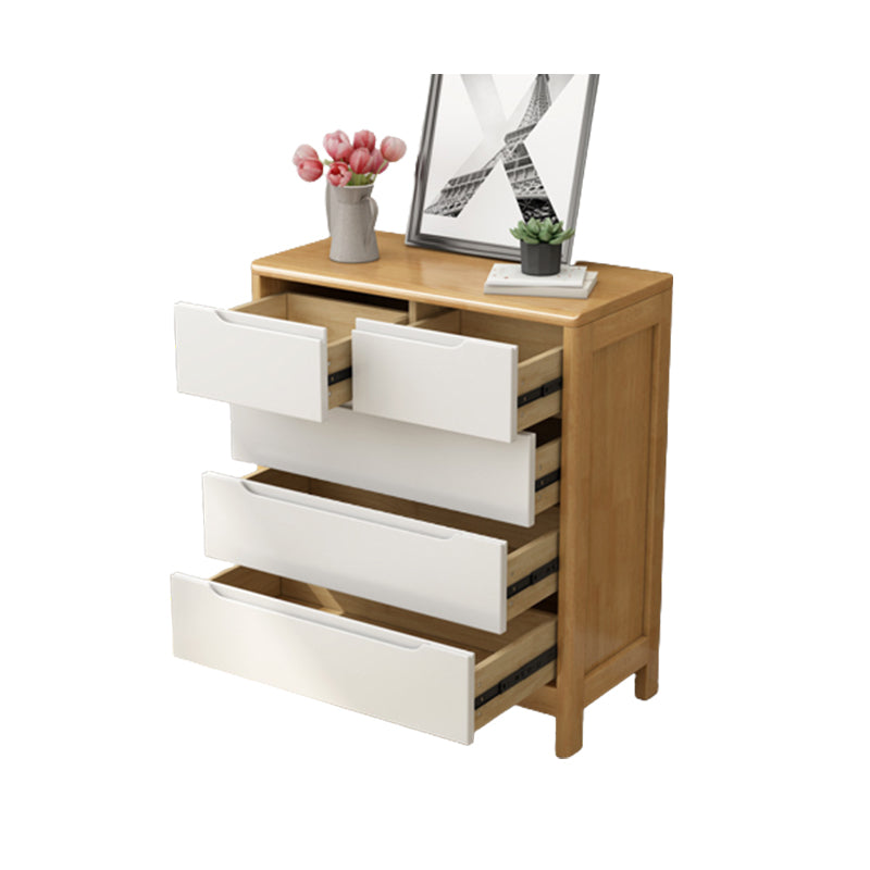 Mid-Century Modern Chest Squared Legs with Drawer Solid Wood Accent Chest